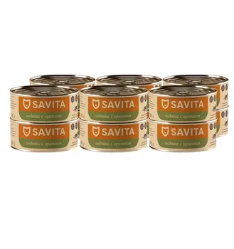 SAVITA консервы для кошек и котят (Индейка и кролик, 100 г. упаковка 12 шт)