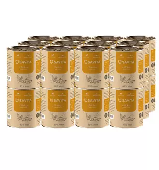 SAVITA консервы для собак (Курица, яблоко и морковь, 410 г. упаковка 24 шт)