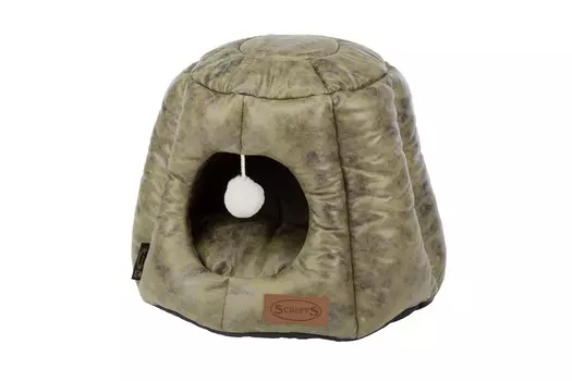 SCRUFFS лежанка - домик для кошек Knightsbridge Cat Igloo (48 х 48 х 36 см., Оливковый)