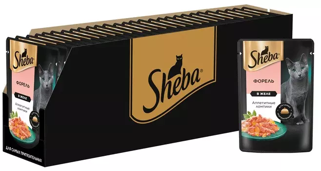 Sheba Ломтики в желе пауч для кошек (Форель, 75 г. упаковка 28 шт)