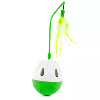 SkyRus игрушка для кошек интерактивная с перьями Swing Ball (8 х 8 х 24 см., Зеленый)