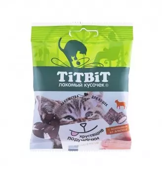 TiTBiT хрустящие подушечки для кошек с паштетом из ягненка (30 г.)