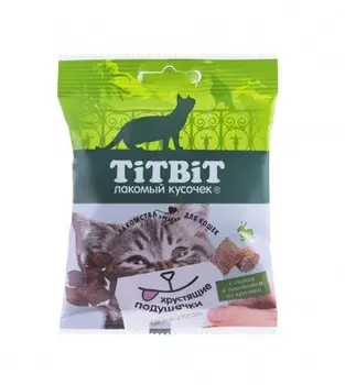TiTBiT хрустящие подушечки для кошек с сыром и паштетом из кролика (30 г.)