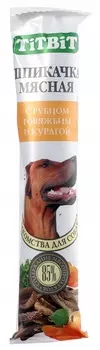 TiTBiT Шпикачка с рубцом говяжьим и курагой для собак (50 г.)