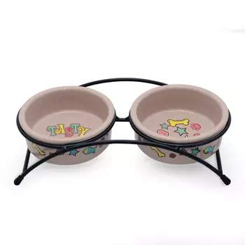 Triol CB12 Миска керамическая на подставке "Лакомка" (2 х 0,25 л.)