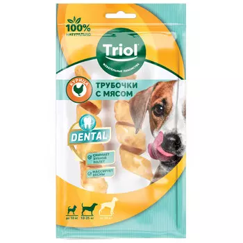 Triol Dental лакомство для собак трубочки витые жевательные (Курица, 2 х 18 г.)