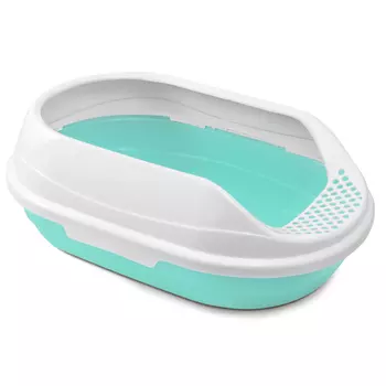 Triol Hygiene туалет для кошек овальный с бортом Ирис (43 х 30 х 15 см.Бирюзовый)
