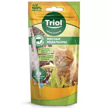 Triol лакомство для кошек Мясные медальоны (Говядина и треска, 40 г.)