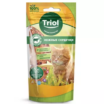Triol лакомство для кошек Нежные сердечки (Говядина и треска, 40 г.)