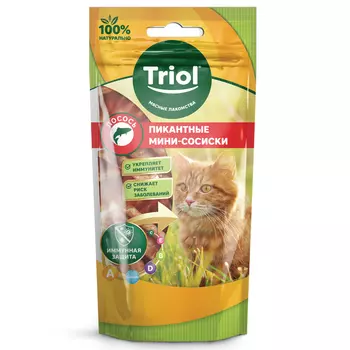 Triol лакомство для кошек Пикантные мини-сосиски (Лосось, 50 г.)