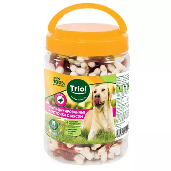 Triol лакомство для собак кальцинированные косточки (банка) (Утка, 450 гр.)