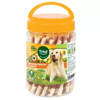 Triol лакомство для собак крученые палочки (банка) (Курица, 340 г.)