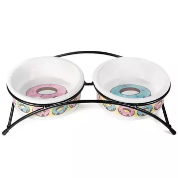 Triol Миска керамическая на подставке "Пончики" (2 х 0,25 л.)