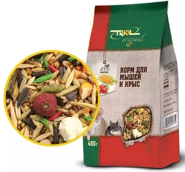 Triol Original корм для мышей и крыс (Злаковое ассорти, 450 г.)