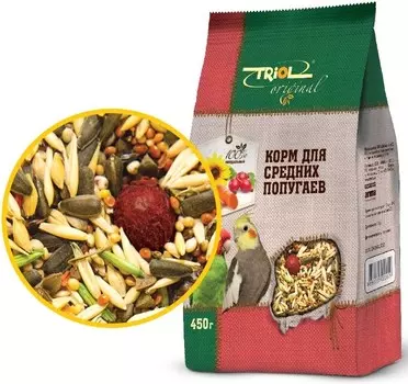 Triol Original корм для средних попугаев (Злаковое ассорти, 450 г.)
