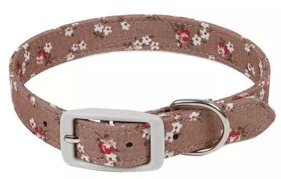 Triol ошейник тканевый "Цветочки" (20*280-370мм, Бежевый)
