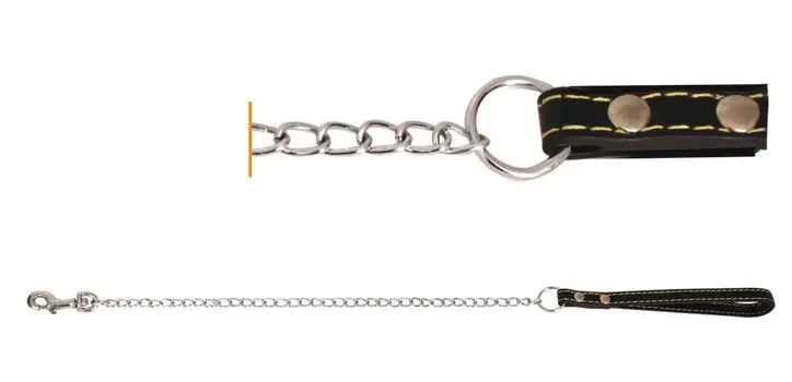 Triol поводок-цепь с кожаной ручкой (1,6мм*110см)