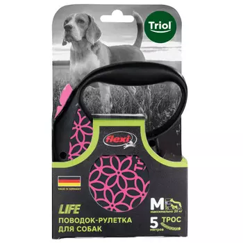 Triol поводок-рулетка Flexi Life Pink 5 м (трос) (M)