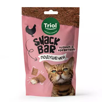 Triol Snack Bar лакомство для кошек Мини-подушечки с начинкой (Курица и креветки, 30 г.)