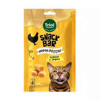 Triol Snack Bar лакомство для кошек Мини-роллы с начинкой (Курица и сыр, 40 г.)