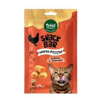 Triol Snack Bar лакомство для кошек Мини-роллы с начинкой (Курица и лосось, 40 г.)
