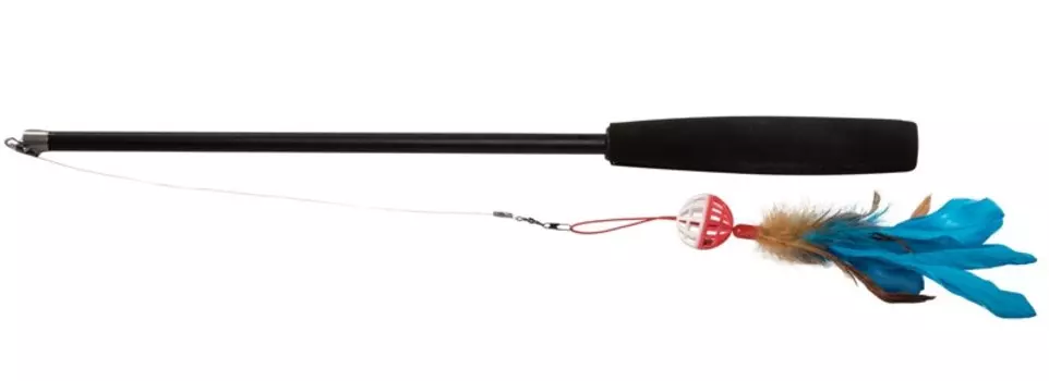 Triol игрушка-дразнилка для кошек телескопическая Шарик с перьями и колокольчиком (37-97 х 24 см.)