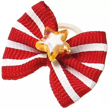 V.I.Pet бантик красный с розовыми полосками (2 шт.)