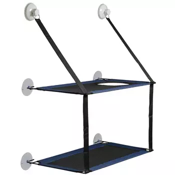 V.I.Pet гамак на окно двухъярусный для кошек (Синий)