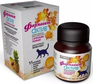 Витаминно-минеральный комплекс Фармавит Актив для кастрированных котов и кошек (60 таб.)
