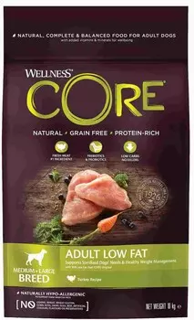 Wellness Core корм со сниженным содержанием жира для взрослых собак средних и крупных пород (Индейка, 1,8 кг.)