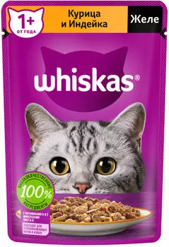 Whiskas пауч для кошек (желе) (Курица и индейка, 75 г.)