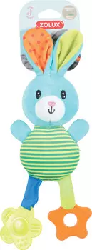 Zolux игрушка плюшевая для щенков с пищалкой Радужный зайка (29 см., Голубая)