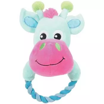 Zolux игрушка плюшевая для щенков Корова с кольцом (27 см., Бирюзовый)