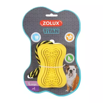 Zolux Titan игрушка кость-кормушка с веревкой (11,5 см., Желтая)