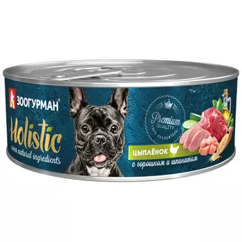Зоогурман "Holistic" консервы для собак (Цыпленок, горошек, шпинат, 100 г.)