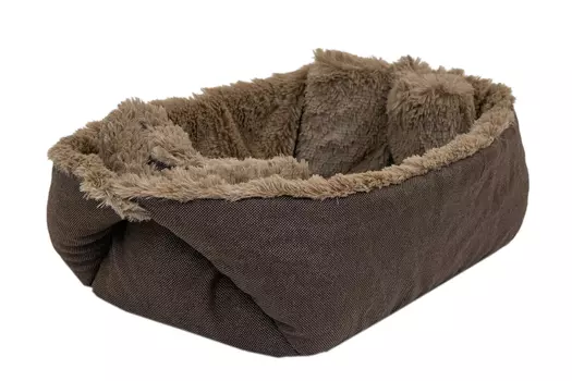 ZooM лежанка прямоугольная стеганая 2в1 Furry (88 х 65 х 3 см., Коричневая)