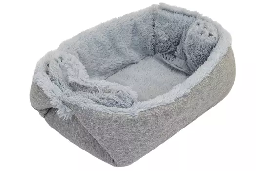 ZooM лежанка прямоугольная стеганая 2в1 Furry (74 х 55 х 3 см., Серая)