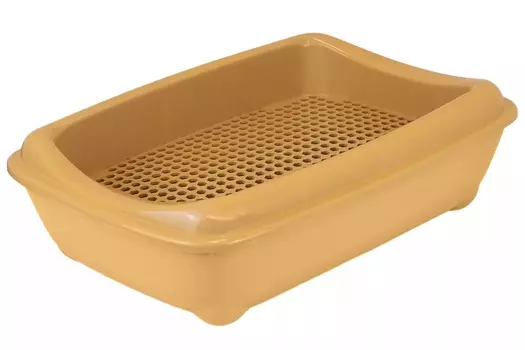 Zoom Туалет для кошек с рамкой-сеткой, глубокий (43 х 30 х 12 см.Бежевый)