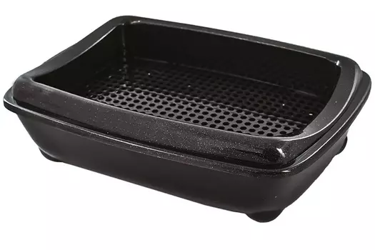 Zoom Туалет для кошек с рамкой-сеткой, глубокий (43 х 30 х 12 см.Черный)