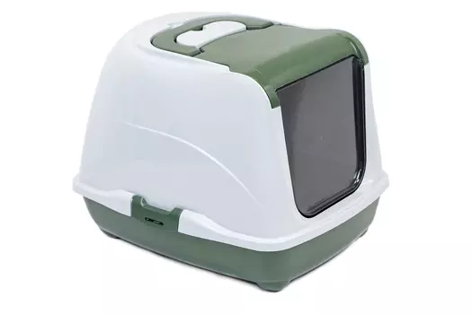Zoom Туалет-домик для кошек закрытый с дверцей (50 х 38 х 37 см.Изумрудный)