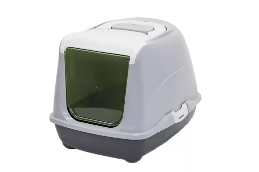 Zoom Туалет-домик для кошек закрытый с дверцей (50 х 38 х 37 см.Серый)