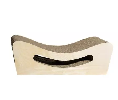 Зверьё моё когтеточка-лежанка картонная улыбка с игрушкой (49 х 21 х 16 см., Бежевый)