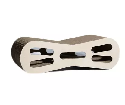 Зверьё моё когтеточка-лежанка картонная восьмерка с игрушкой (53 х 21 х 16 см., Бежевый)