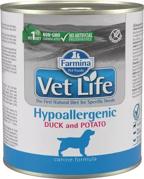 корм Farmina Vet Life Hypo Duck & Potato с уткой и картофелем паштет диета для собак 0,3 кг