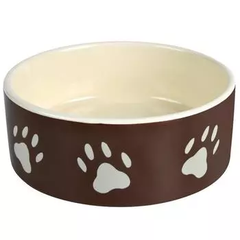 Миска для собак Trixie с рисунком Лапка коричн./бежевый керамика 1,4 л