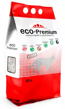 Наполнитель ECO Premium BLUE комкующийся древесный сосна 7,6кг 20 л