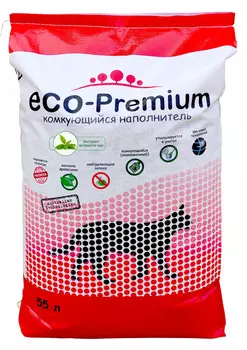 Наполнитель ECO Premium Зеленый чай комкующийся древесный зеленый чай 20,2кг 55 л