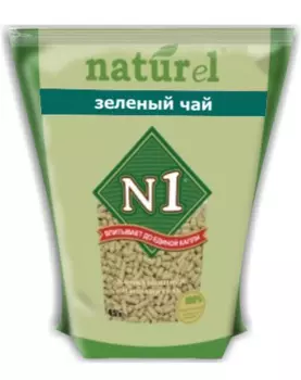 Наполнитель N1 Naturel Зеленый Чай для кошачьего туалета комкующийся древесный без запаха 1,85кг 4,5 л