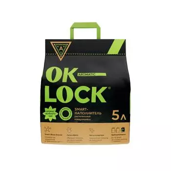 Наполнитель Ok-Lock "ЗЕЛЕНЫЙ ЧАЙ" растительный комкующийся 2,15кг 5 л
