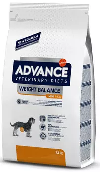 Сухой корм Advance Avet Dog Weight Balance Mini для маленьких пород при ожирении диета для собак 1,5 кг